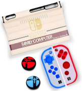 Защитная шторка на экран + силиконовые чехлы на Joy-Con (2шт) + Analog Caps (2 шт) – Family Computer для Nintendo Switch (GNS-102)