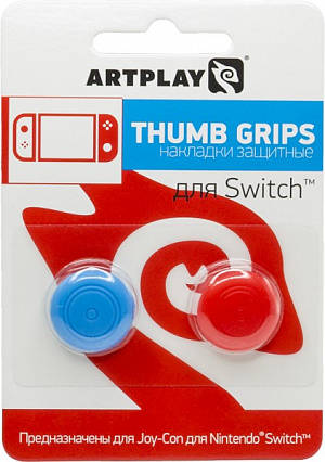 Накладки Artplays Thumb Grips защитные на джойстики геймпада Nintendo Switch красные/синие - фото 1