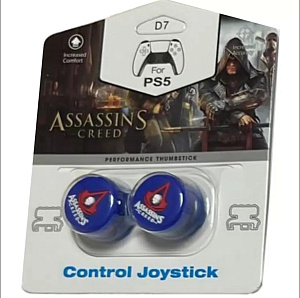 Накладки на стики для геймпада DualSense / DualShock 4 DH Assassins Creed (синий) (2 шт) (D07)