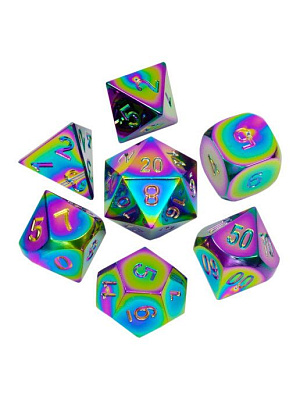 Набор металлических игральных костей Stuff-Pro Dice (D4,D6,D8,D10-2,D12,D20) (фуксия)