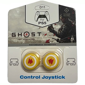 Накладки на стики для геймпада DualSense / DualShock 4 DH Ghost of Tsushima (желтый) (2 шт) (D11)