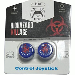 Накладки на стики для геймпада DualSense / DualShock 4 DH Resident Evil Village – Biohazard (синий) (2 шт) (D18)